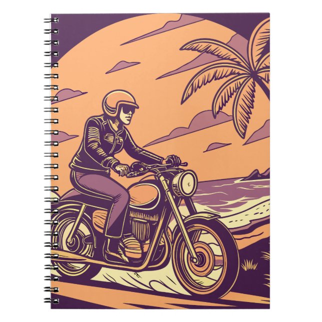 Carnet Retro Motorcycle Aventure - Plage tropicale (Devant)