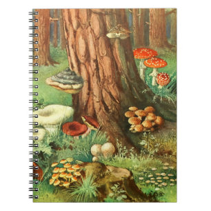 Carnet Retro Mushroom Forest Spiral Journal