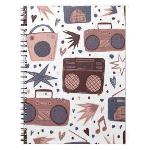 Carnet Retro Music Motif Vintage sans couture.