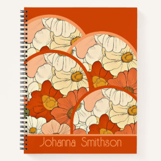 Carnet Retro Orange Groove Floral Deluxe
