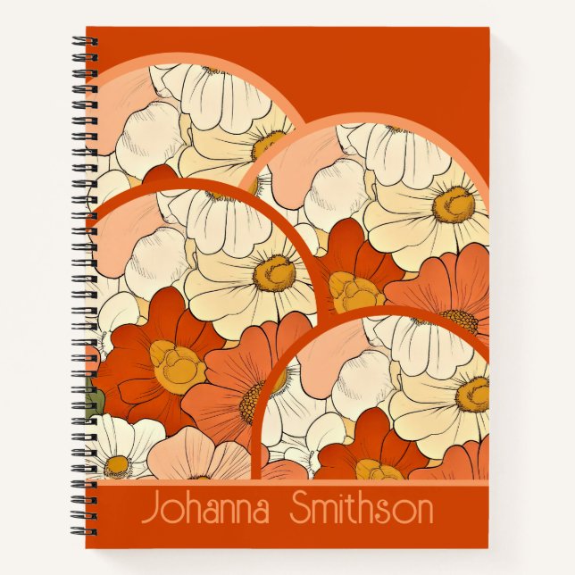Carnet Retro Orange Groove Floral Deluxe (Devant)