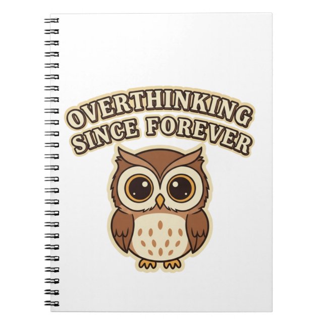 Carnet Retro Owl Overthinking Lined Notebook (Devant)