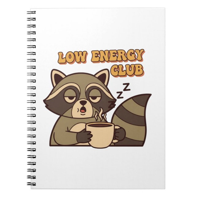 Carnet Retro Raccoon Low Energy Thoughts Lined Notebook (Devant)