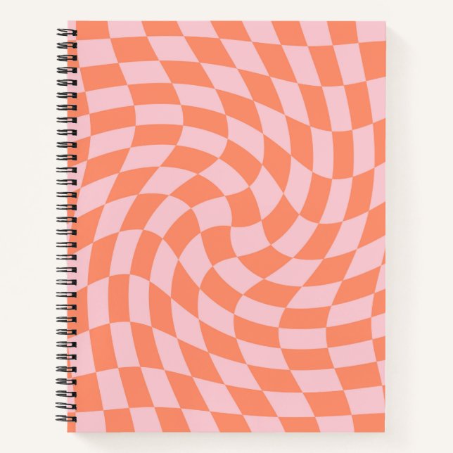 Carnet Retro Rhubarb Pastel Chèques déroutés À damiers (Devant)