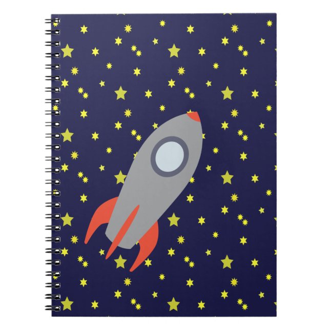 Carnet Retro Rocket Ship avec Arrière - plan Motif étoile (Devant)
