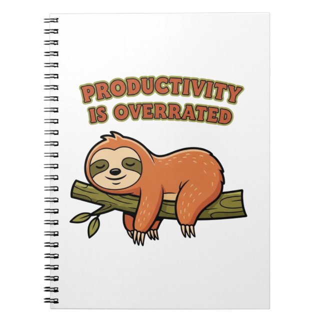 Carnet Retro Sloth Productivity Is Overrated Lined Notebo (Devant)
