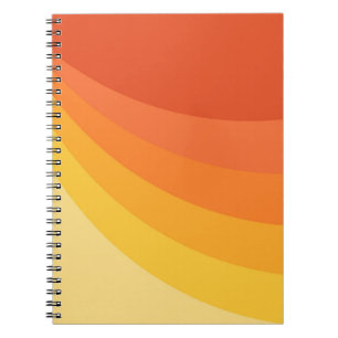 Carnet Retro style jaune et orange rayons de soleil desig