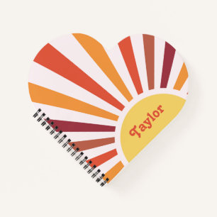 Carnet Retro Sunset Sun Rays Nom personnalisé