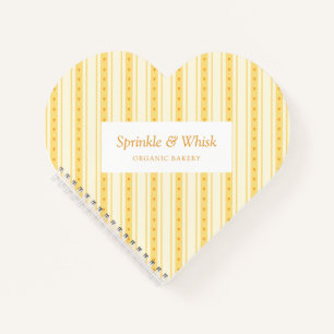 Carnet Rétro Vanille Cœur Jaune Rayures Boulangerie