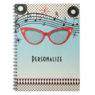 Carnet Retro Vintage 1950's Fifties Red Cat Eye Glasses