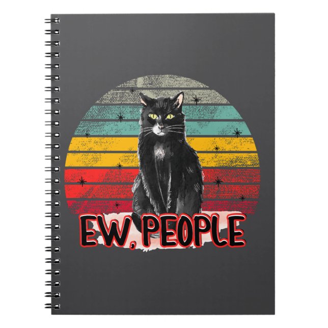 Carnet Retro Vintage Chat Noir Ew (Devant)