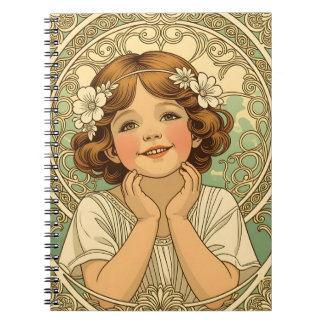 Carnet retro vintage child with flowers