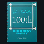 Carnet Retro White Frame 100th Birthday Guest Book<br><div class="desc">Vintage and retro style for this customizable 100th birthday party guest book with white frame. You can easily change color background and text (font, color, size and position) by clicking the customize button. Matching Birthday save the date postcard, birthday thank you label, birthday favor bag and favor box, birthday paper...</div>