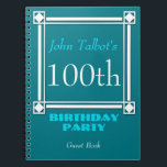 Carnet Retro White Frame 100th Birthday Guest Book<br><div class="desc">Vintage and retro style for this customizable 100th birthday party guest book with white frame. You can easily change color background and text (font, color, size and position) by clicking the customize button. Matching Birthday save the date postcard, birthday thank you label, birthday favor bag and favor box, birthday paper...</div>