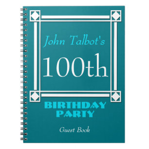 Carnet Retro White Frame 100th Birthday Guest Book