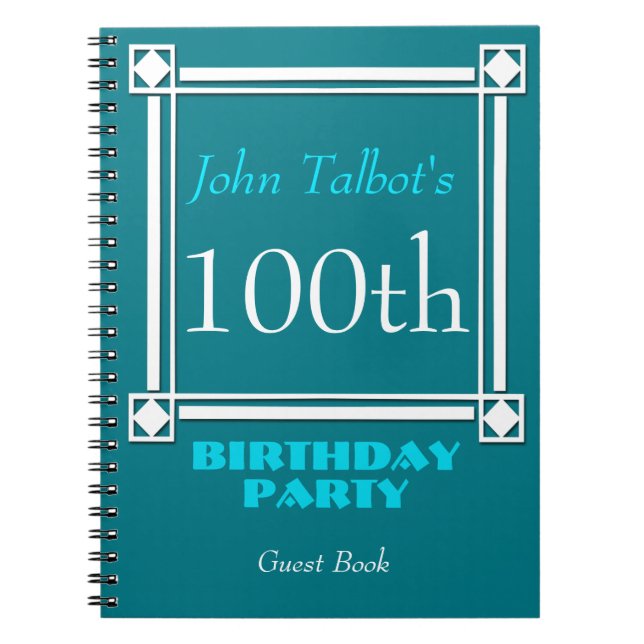 Carnet Retro White Frame 100th Birthday Guest Book (Devant)