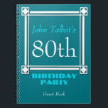 Carnet Retro White Frame 80th Birthday Guest Book<br><div class="desc">Vintage and retro style for this customizable 80th birthday party guest book with white frame. You can easily change color background and text (font,  color,  size and position) by clicking the customize button.</div>