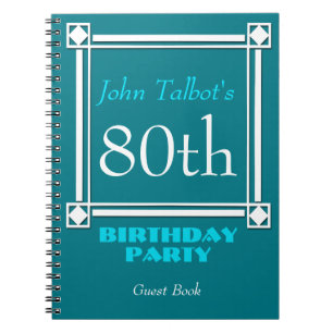 Carnet Retro White Frame 80th Birthday Guest Book