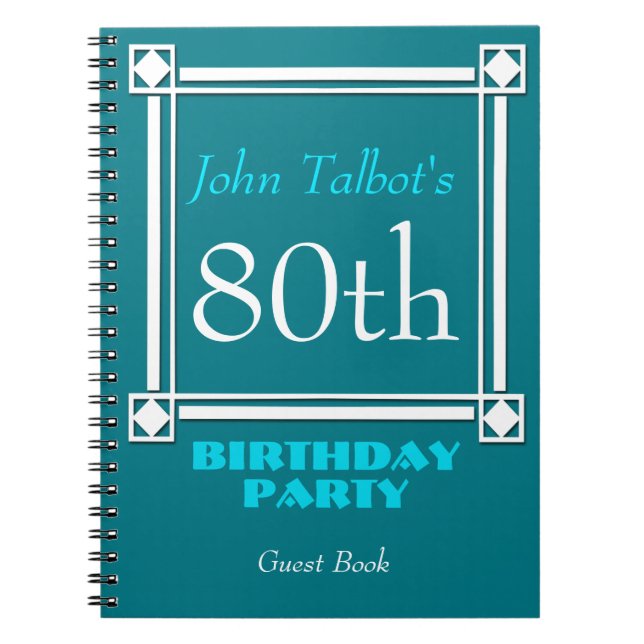 Carnet Retro White Frame 80th Birthday Guest Book (Devant)