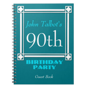 Carnet Retro White Frame 90th Birthday Guest Book