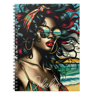 Carnet Retro Woman on Beach Comédie Style Pop Art