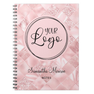 Carnet Réunion de logo d'entreprise Glam Check Rose Tendr