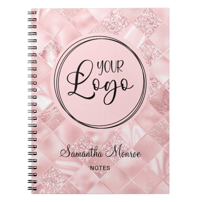 Carnet Réunion de logo d'entreprise Glam Check Rose Tendr (Devant)