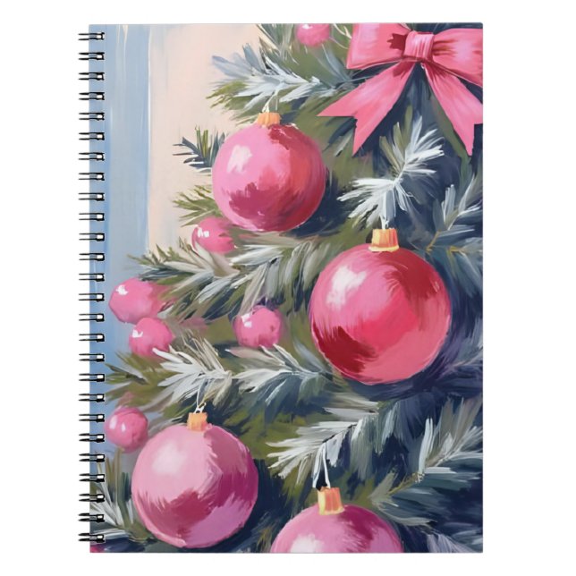 Carnet Rêvant d'un Noël rose | Joyeux aquarelle (Devant)
