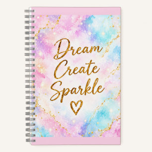 Carnet Rêve Créer Étincelle Pastel Aquarelle Or Rose