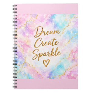 Carnet Rêve Créer Étincelle Pastel Aquarelle Or Rose
