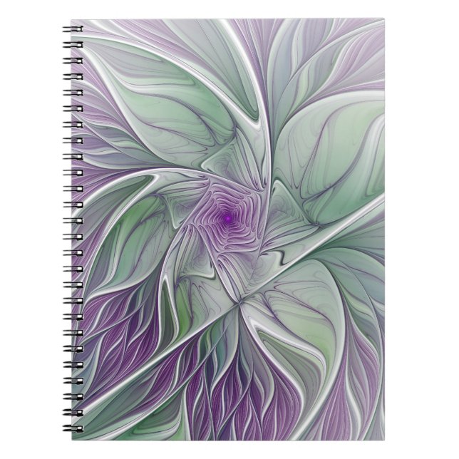 Carnet Rêve de fleurs, Abstrait violet vert Fractal Art (Devant)