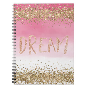 Carnet Rêve de Parties scintillant Gold Sparkle Pink Omb
