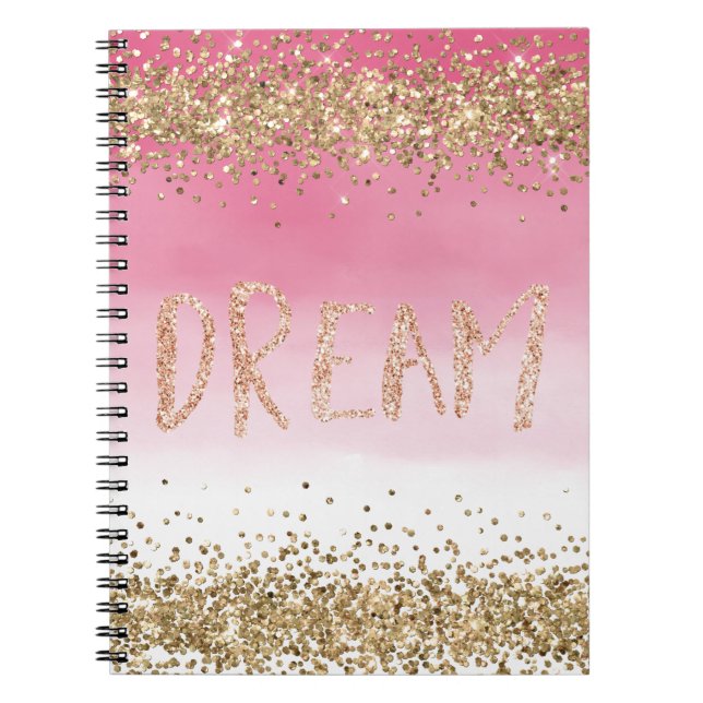 Carnet Rêve de Parties scintillant Gold Sparkle Pink Ombr (Devant)