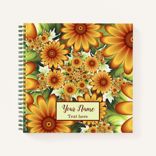 Carnet Rêve floral, Fleur Abstraite moderne Nom fractal (Devant)