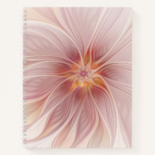 Carnet Rêve floral rose doux Fleur d'art fractal Abstrait