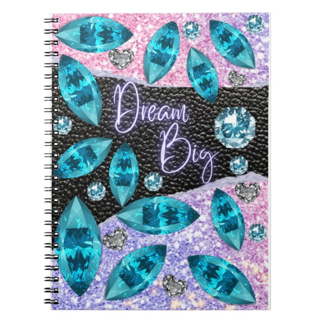 Carnet rêve grand coloré style bijoux (Devant)
