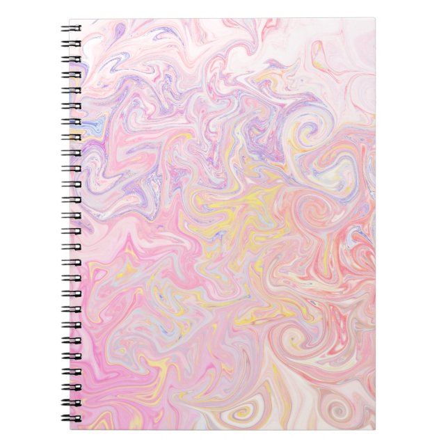 Carnet Rêve pastel doux Marbre Tourbillon Art abstrait (Devant)