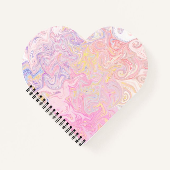 Carnet Rêve pastel doux Marbre Tourbillon Art abstrait (Devant)
