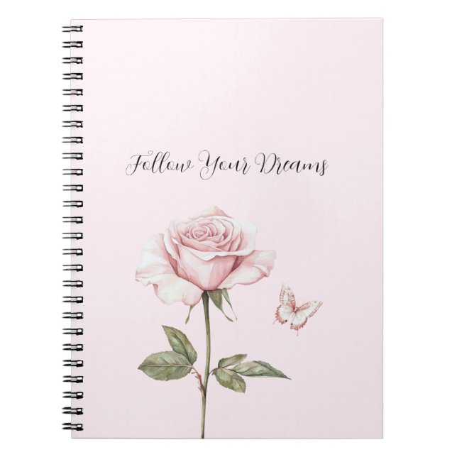 Carnet Rêves de papillon rose blanc (Devant)