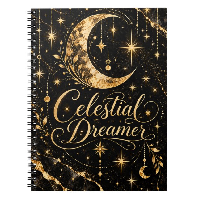 Carnet Rêveur Céleste Lune et Étoiles (Devant)