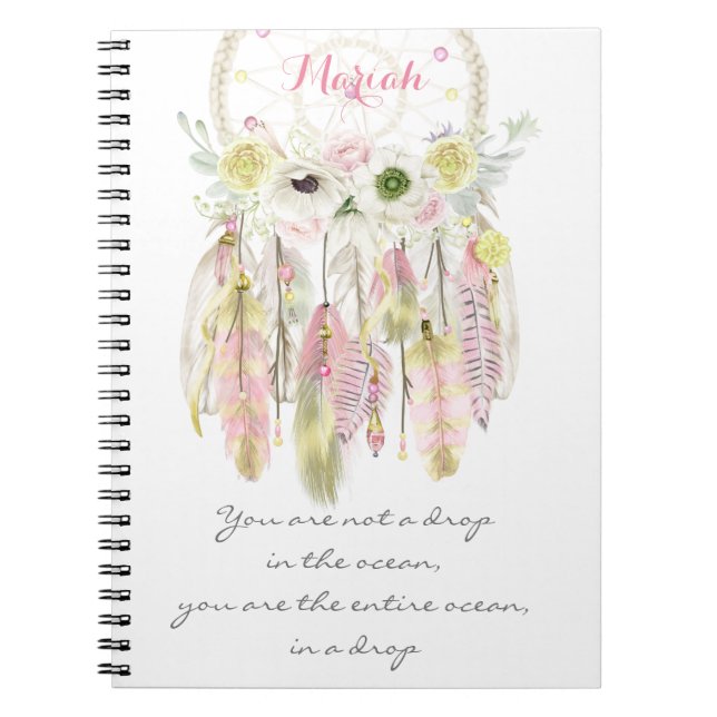 Carnet Rêveur tribal Boho attrape-rêves Fleurs Esprit nat (Devant)