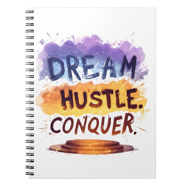 Carnet Rêvez. Hustle. Conquérir. - Typographie motivation (Devant)