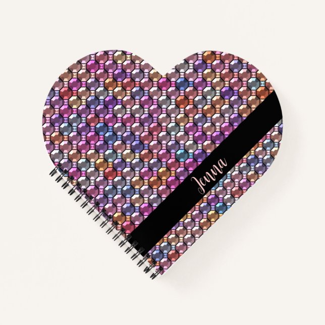 Carnet Rhinestone coloré avec nom personnalisé (Devant)