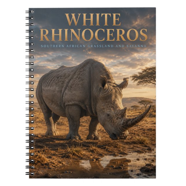 Carnet Rhinocéros Blanc Savane ANIMAUX (Devant)