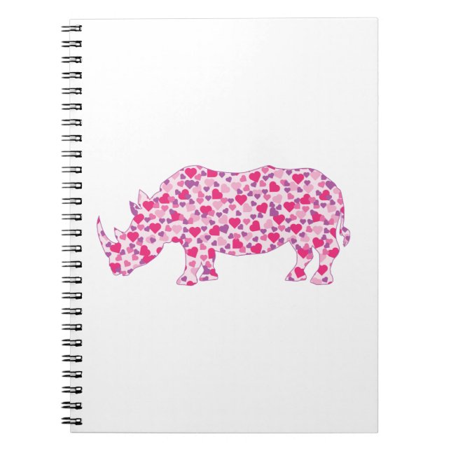 Carnet Rhinoceros faits en Coeurs Roses (Devant)
