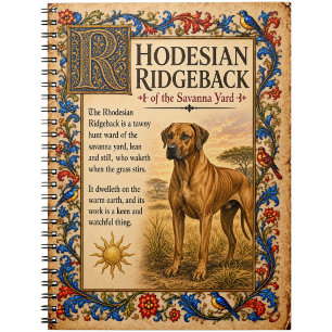 Carnet Rhodesian Ridgeback, Art du Bestiaire Médiéval