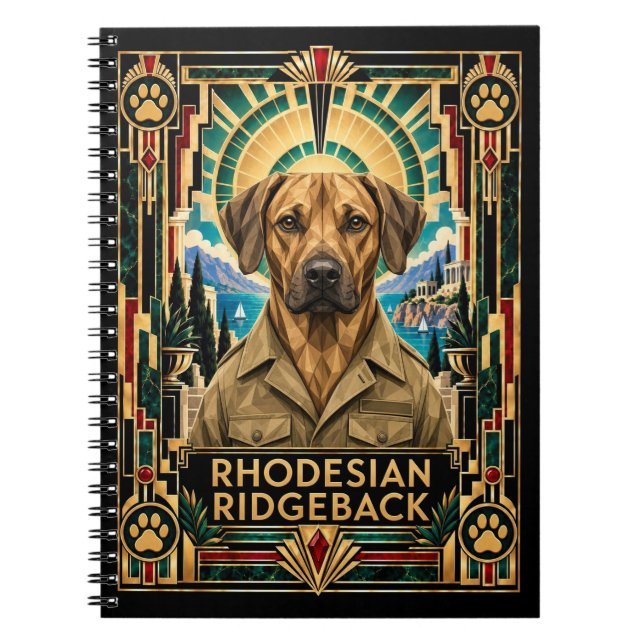 Carnet Rhodesian Ridgeback, Chien Art Déco (Devant)