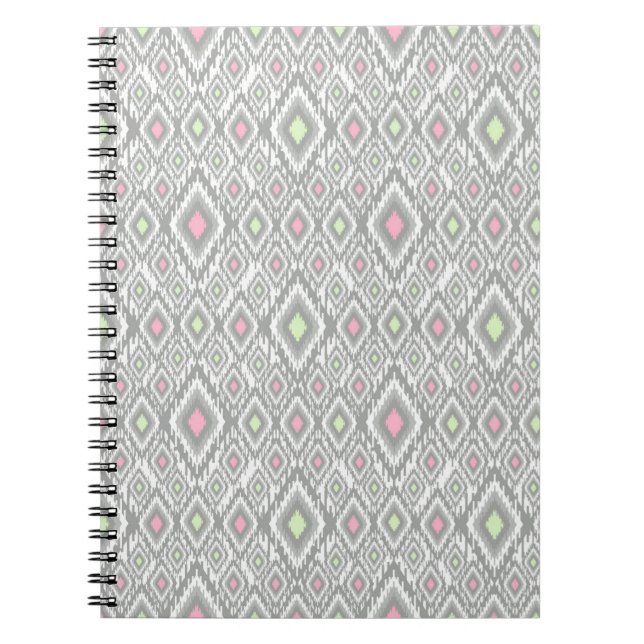Carnet Rhombus gris, vert, rose sur un blanc (Devant)
