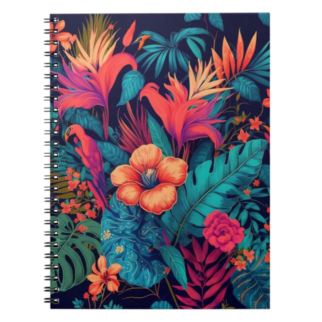 Carnet Riche modèle floral tropical (Devant)