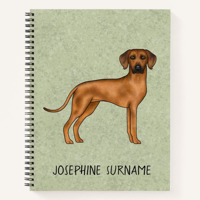 Carnet Ridback Rhodésien Chien Brun Mignon Avec Texte Ver (Devant)